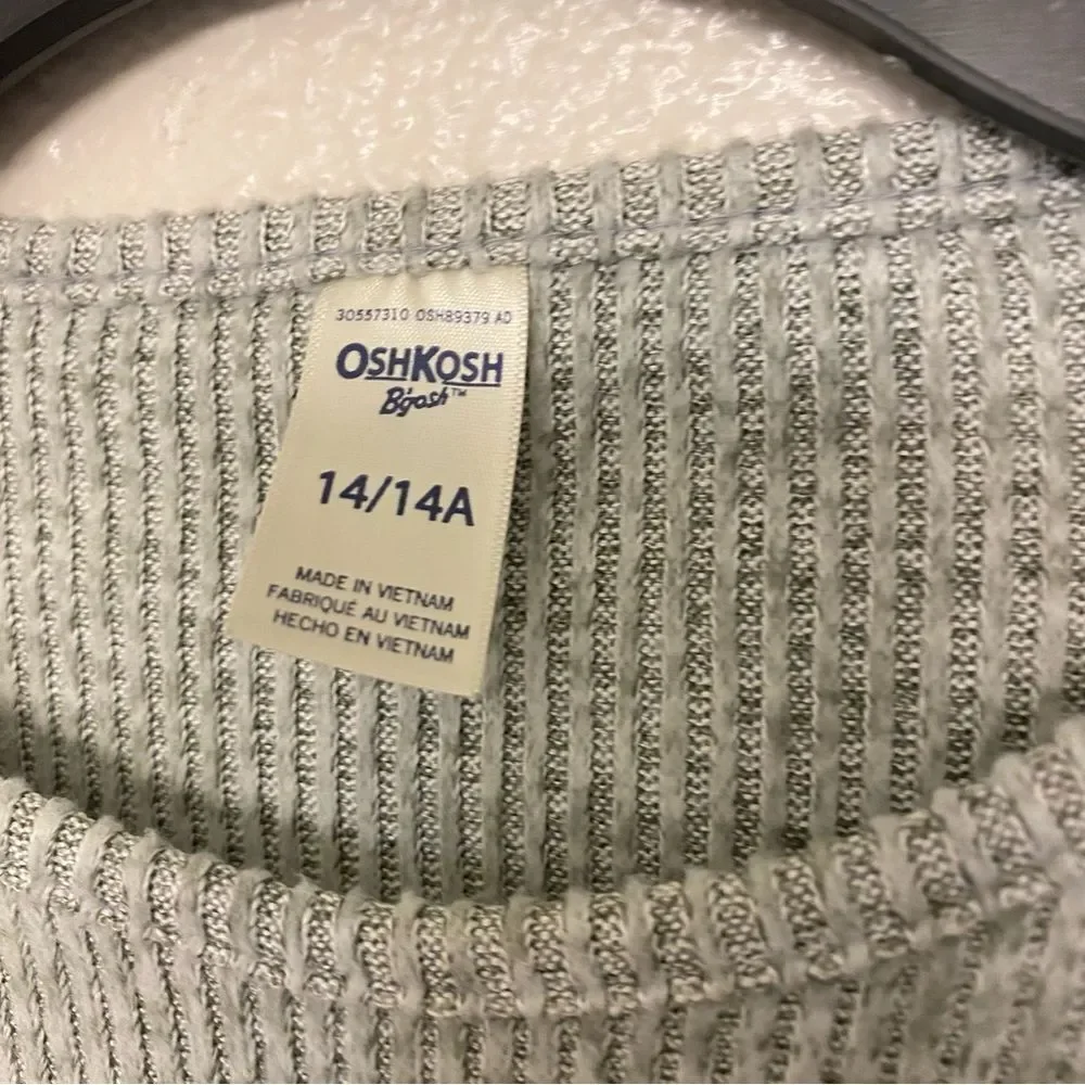 OshKosh gray cozy knit ribbed crew neck long sleeve sweater dress floral 14